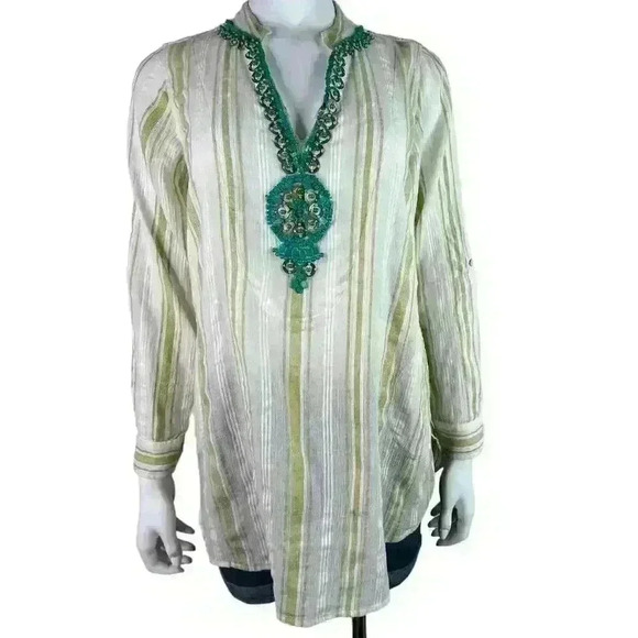 Soft Surroundings Elisha Turquoise Beaded Tunic Top Size Medium - Picture 12 of 12